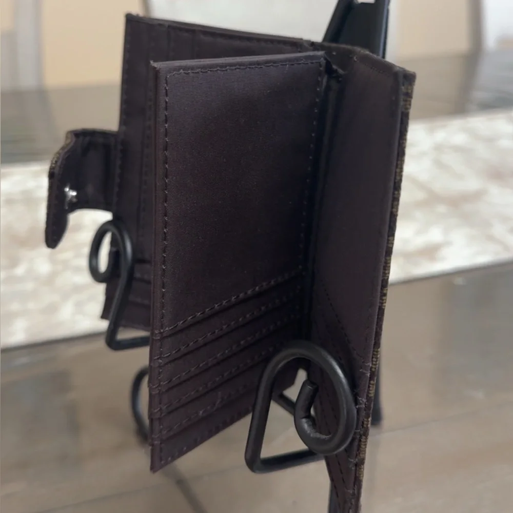 Giani Bernini Wallet Block Leather Framed Indexer Brown Multi Wallet AUTHENTIC